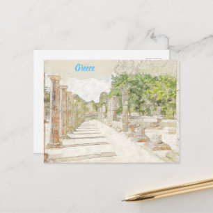 Ancient Olympia Greece  Vintage Sketch of Greek  Postcard
