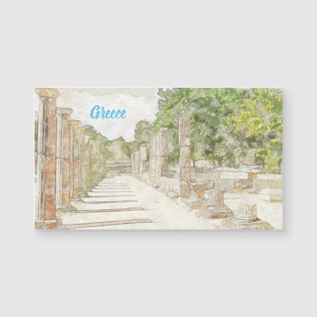 Ancient Olympia Ruins Sketch – Vintage Travel Art  (Front)