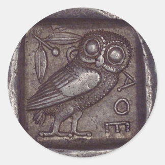 Ancient Owl Coin Classic Round Sticker