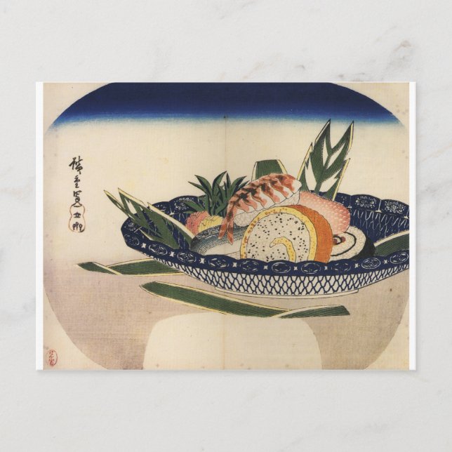 Ancient Painting of a Bowl of Sushi circa 1800's Postcard (Front)