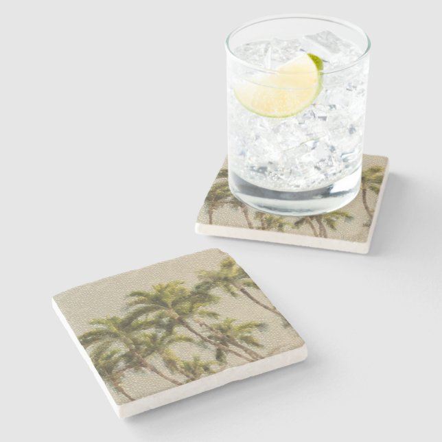 Ancient Palm Mosaic Stone Coaster (Side)