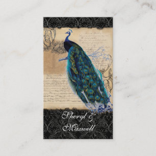 Ancient Peacock Vintage Wedding Reception Favours Enclosure Card