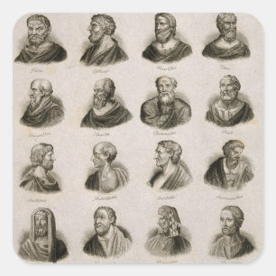 Ancient Philosophers Portrait Thinkers Vintage Square Sticker