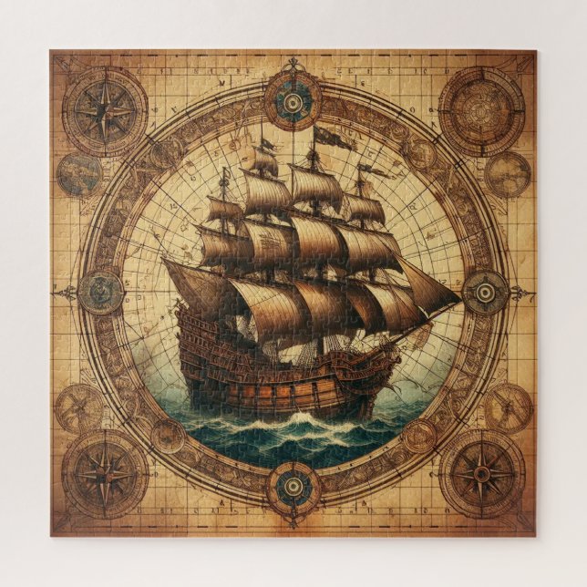Ancient Pirate Sailing Ship 3 Jigsaw Puzzle (Vertical)