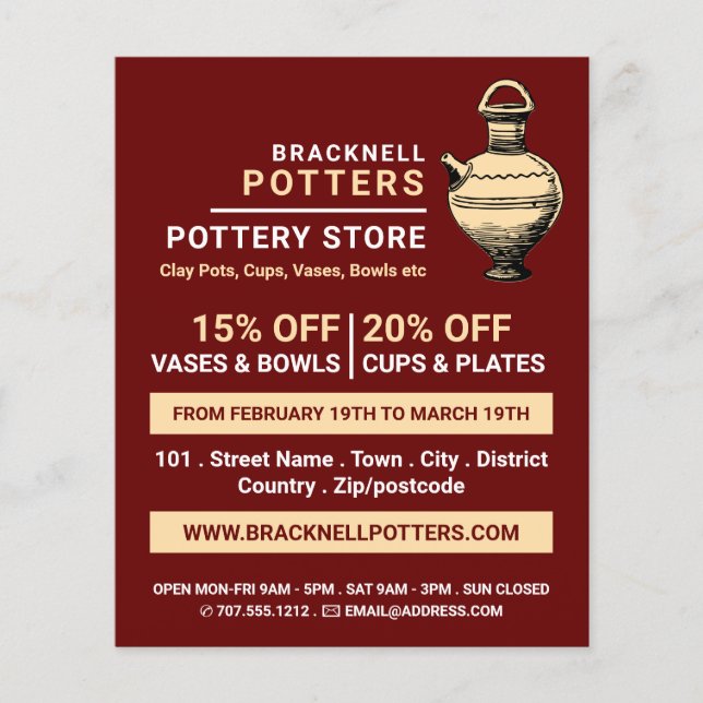 Ancient Pot, Pottery Store, Potters Advertising Flyer (Front)