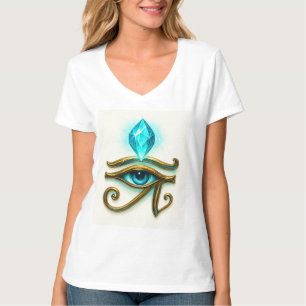 Ancient Protection: Horus Eye with Light Blue Crys T-Shirt