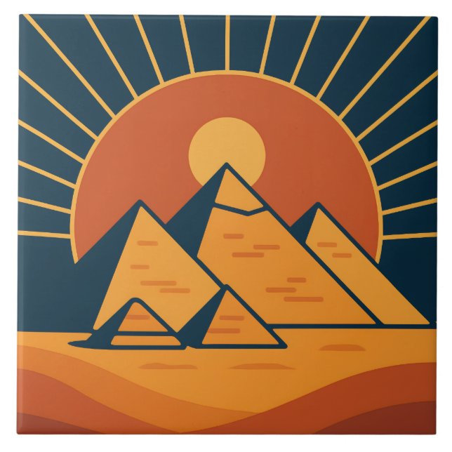 Ancient Pyramids Majestic Ceramic Tile Art (Front)
