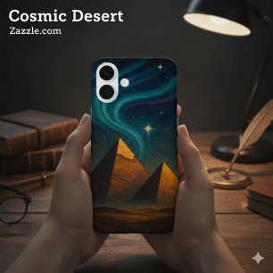 Ancient Pyramids Sacred Night Teal Sky iPhone 16 Plus Case