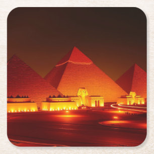 Ancient Pyramids Square Paper Coaster