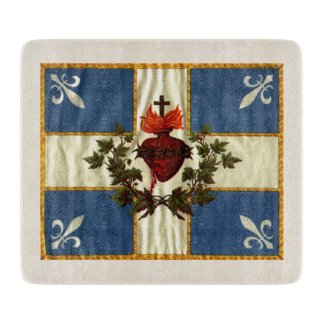 Ancient Quebec flag Chime Sacred Heart Cutting Board (Front)