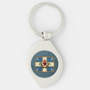 Ancient Quebec flag Chime Sacred Heart Key Ring