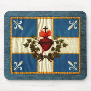 Ancient Quebec flag Chime Sacred Heart Mouse Mat