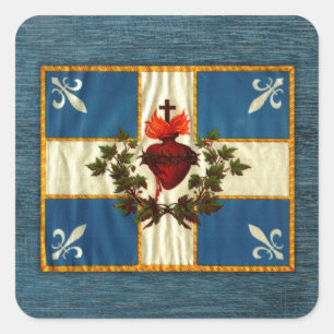 Ancient Quebec flag Chime Sacred Heart Square Sticker