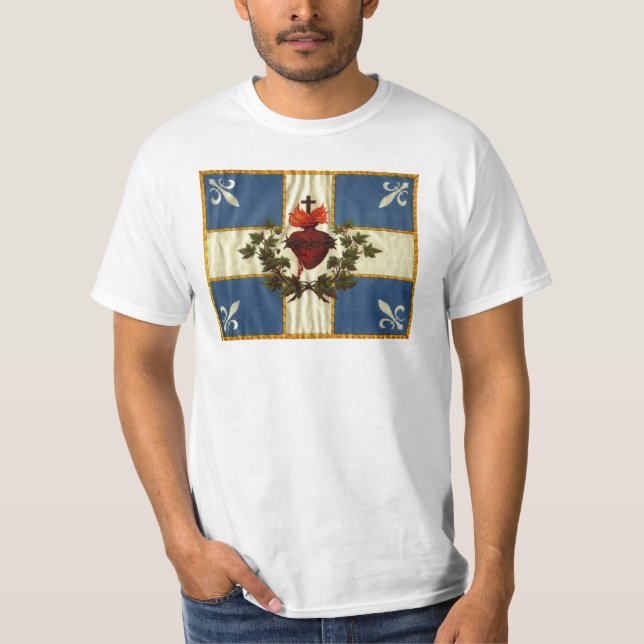 Ancient Quebec flag Chime Sacred Heart T-Shirt (Front)