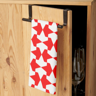 Ancient Red and White Muslim Mamluks Pattern Tea Towel
