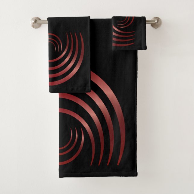 Ancient Red Symbols Alien Crop Circle Bath Towel Set (Insitu)