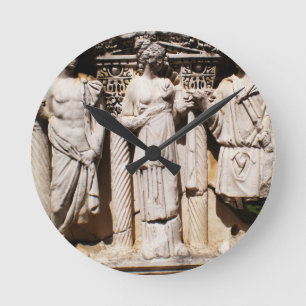  Ancient relief engravings  sculptures in Turkey Round Clock