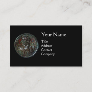ANCIENT ROMAN BRONZE MEDALLION MONOGRAM Black Business Card