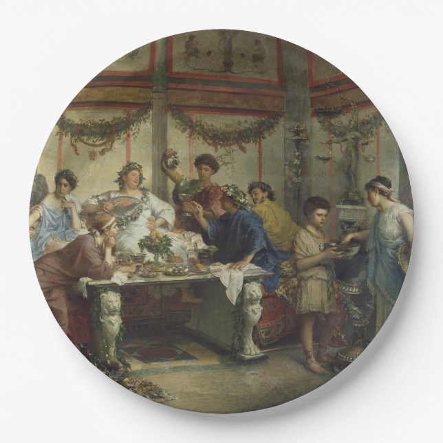 Ancient Roman Dinner Party Feast Paper Plate (Front)