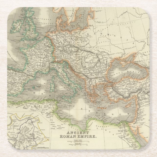 Ancient Roman Empire Square Paper Coaster (Front)