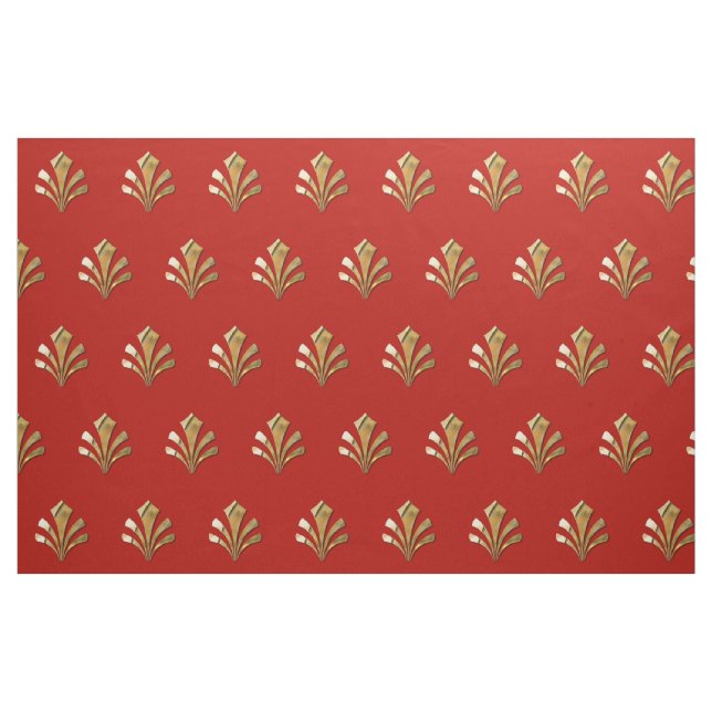Ancient Roman Gold Pattern With Red Background Fabric (Fat Quarter)