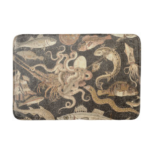 Ancient Roman Marine Life Mosaic From Pompeii Bath Mat