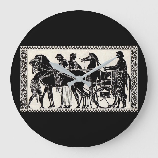 ancient Roman men and horses Large Clock (Front)