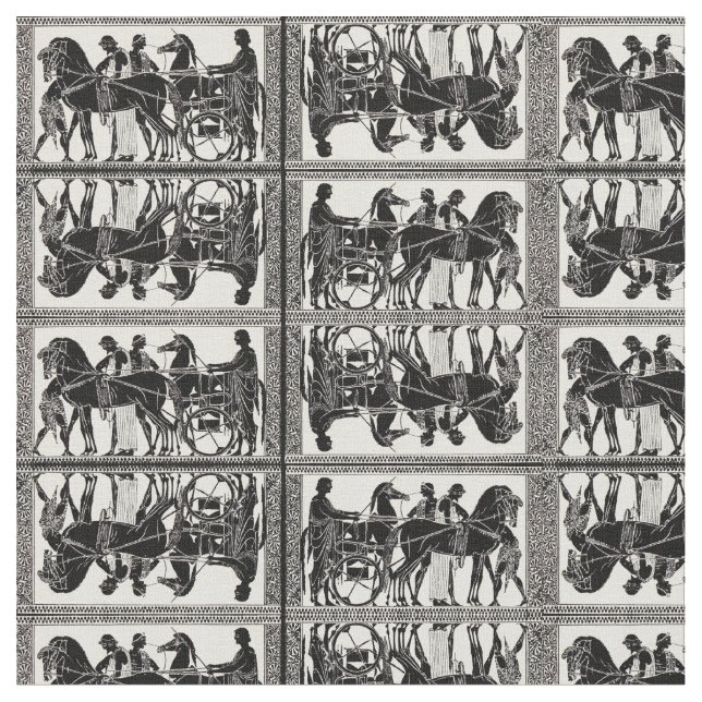 ancient Roman men and horses print Fabric (Close Up)