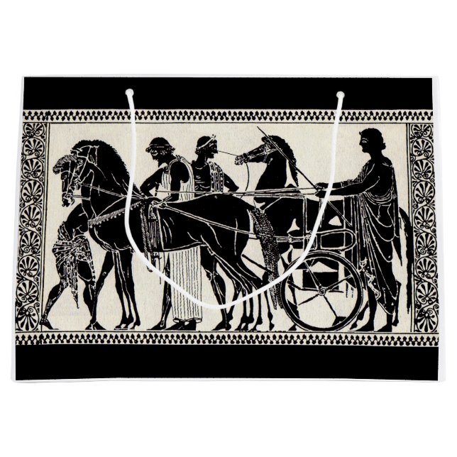ancient Roman men and horses print Large Gift Bag (Front)
