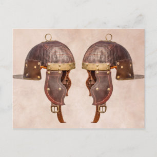 Ancient Roman military helmet Postcard