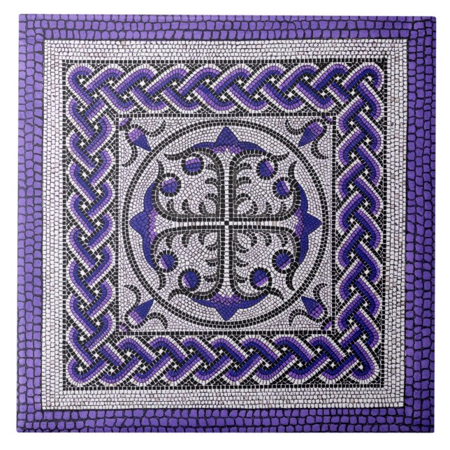 Ancient Roman Mosaic Illustration violet Tile (Front)