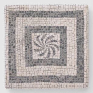 Ancient Roman Mosaic Spiral Stone Coaster