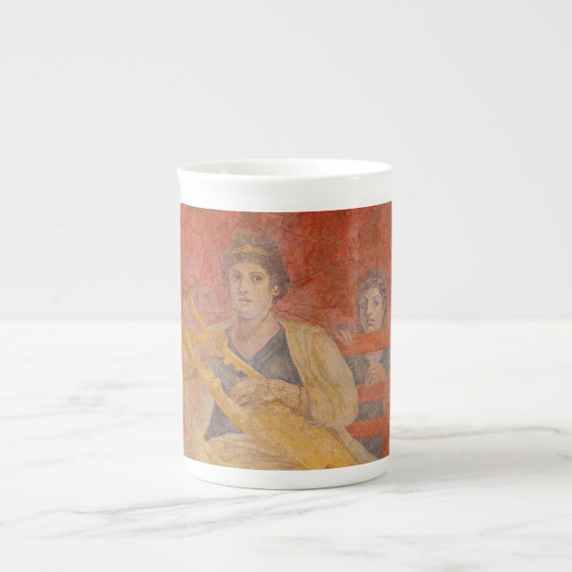Ancient Roman Pompeii Neighbour Fresco Musician Bone China Mug (Front)