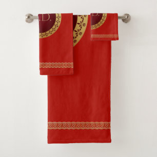 Ancient Roman Style With Custom Monogram Bath Towel Set