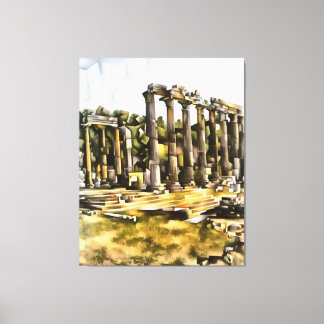 Ancient Roman Temple Ruins Geometric Style Art Canvas Print