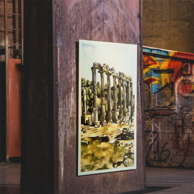 Ancient Roman Temple Ruins Geometric Style Art Poster (Creator Uploaded)