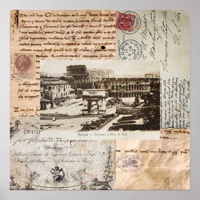 Ancient Rome Coliseum Italian Art Poster (Front)