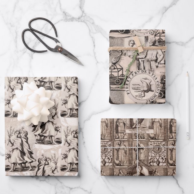 Ancient Rome Elegant Antique Collages Wrapping Paper Sheet (Front)