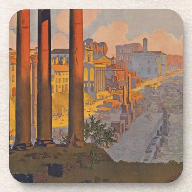 Ancient Rome Travel Ad Painting Coaster (Front)