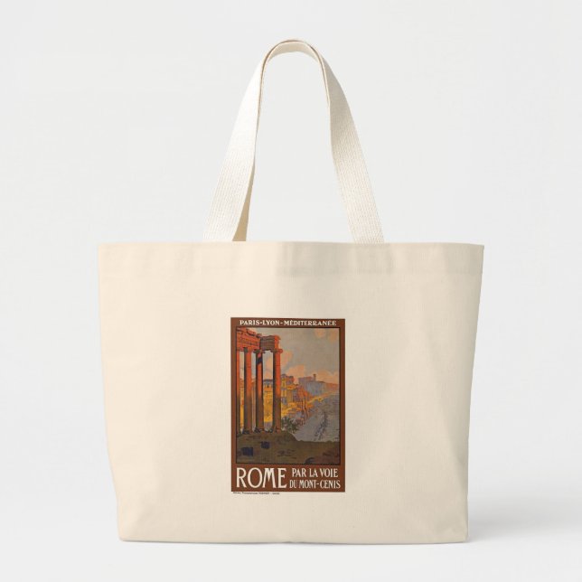 Ancient Rome Travel Ad Painting Large Tote Bag (Front)