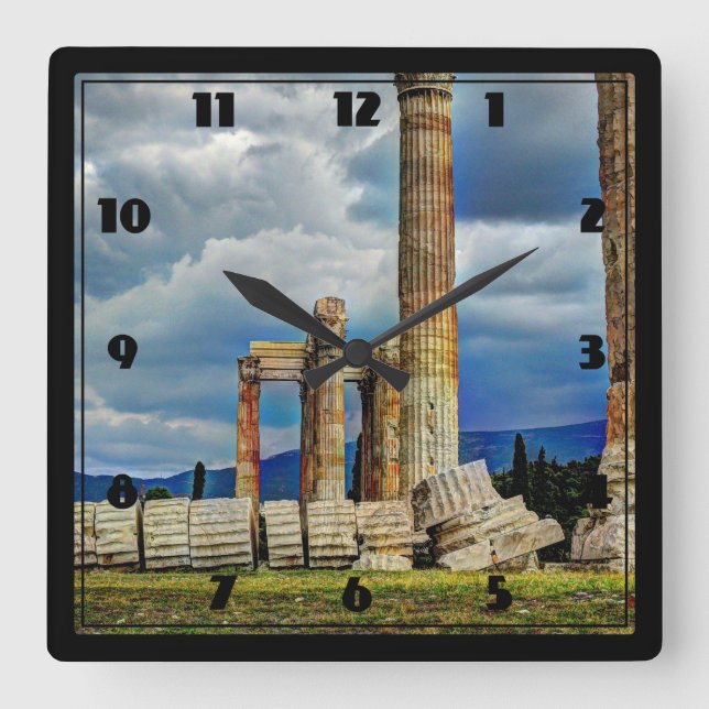Ancient Ruins in Athens Greece Square Wall Clock (Front)
