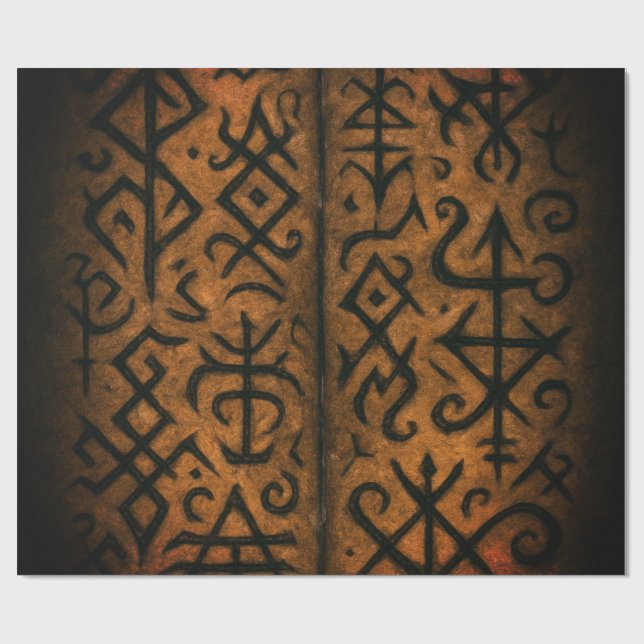 Ancient Runes & Mystic Symbols Wrapping Paper (Flat)