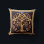 Ancient Rustic Blue & Gold Tree of LIfe by kedoki Cushion<br><div class="desc">Ancient Rustic Blue & Gold Tree of LIfe by kedoki</div>