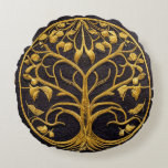 Ancient Rustic Blue Gold Tree of LIfe by kedoki Th Round Cushion<br><div class="desc">Ancient Rustic Blue Gold Tree of LIfe by kedoki</div>