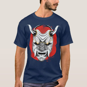 Ancient Samurai Japanese Oni Mask, Design Ogre Sam T-Shirt