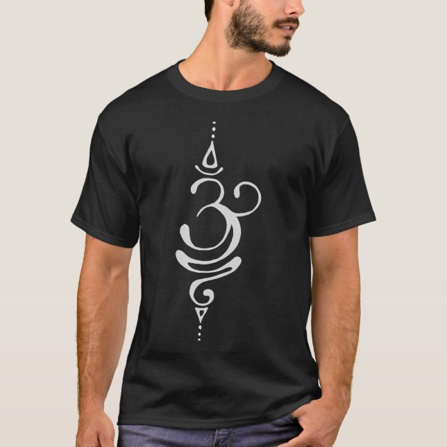 Ancient Sanskrit Breathe Om Yoga Meditation Symbol T-Shirt (Front)