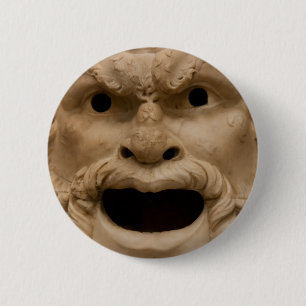 Ancient Satyr mask 6 Cm Round Badge