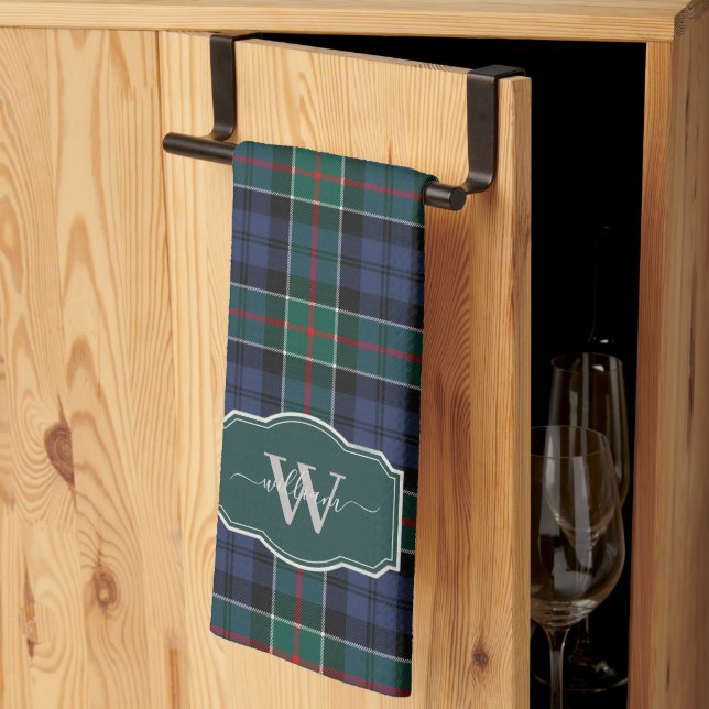 Ancient Scottish Clan Colquhoun Tartan Plaid Tea Towel (Thirds Fold)