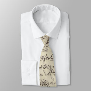 Ancient Script Calligraphy Vintage Print Tie