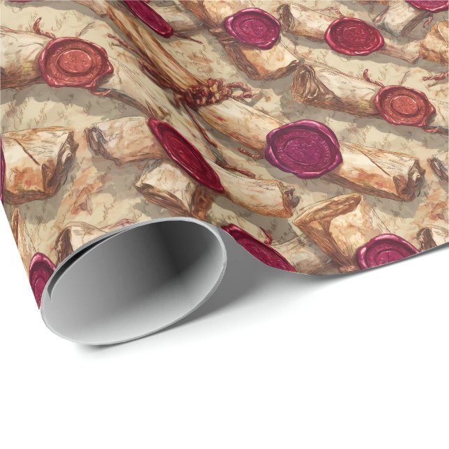 Ancient Scrolls with Wax Seals D&D Lore Wrapping Paper (Roll Corner)